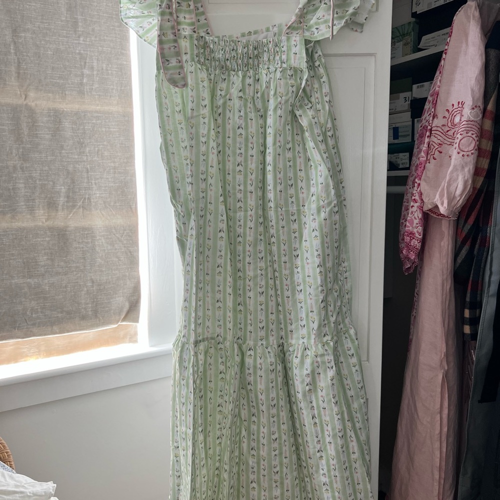 Dondolo dress tie shoulder green floral